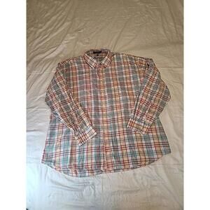 Alan Flusser Shirt Men  XXL Multicolor Plaid L/S Button Down All Cotton EUC